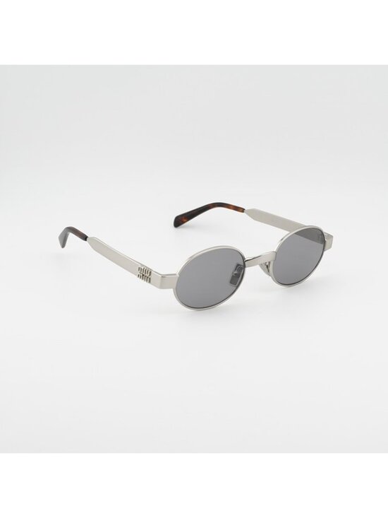 Miu Miu MUB51S 21M50Q Sunglasses Old Silver Oval Frame, Grey Lenses main image 6